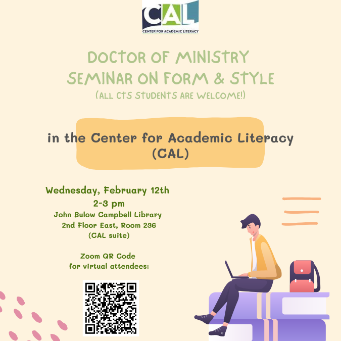 Doctor of Ministry   seminar on form & style  (all CTS students are welcome!)